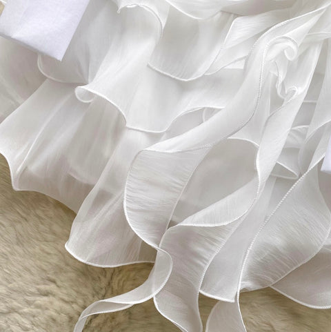 V-neck 3D Ruffled Shirt Dress