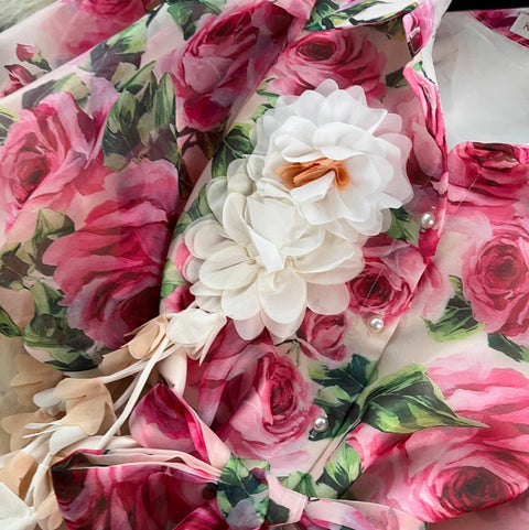 Puffy Sleeve Floral Printed Shirt Dress