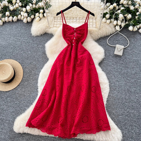 French Style Hollowed Slip Dress