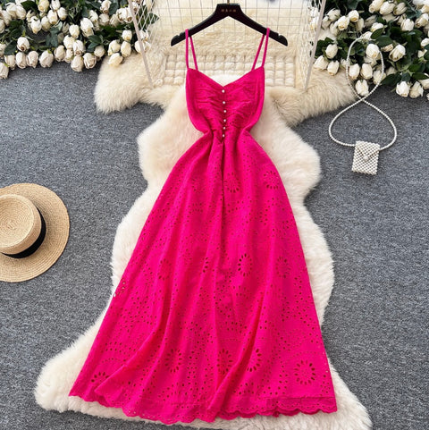 French Style Hollowed Slip Dress