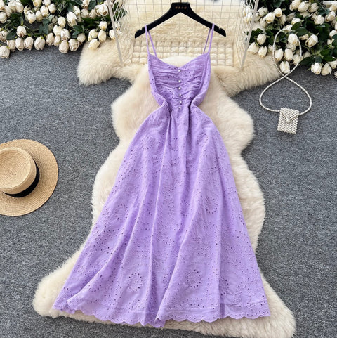 French Style Hollowed Slip Dress