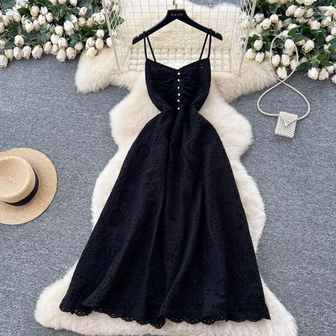 French Style Hollowed Slip Dress