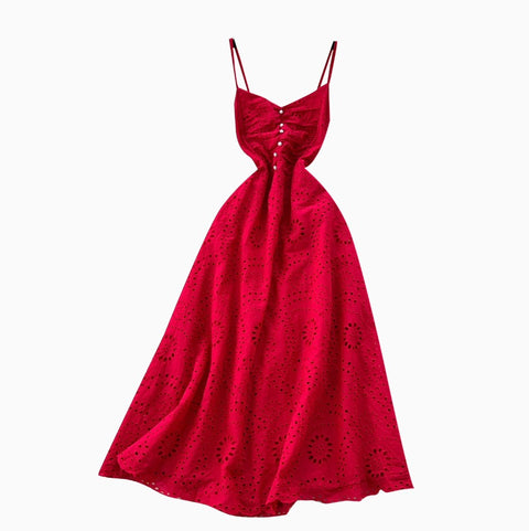 French Style Hollowed Slip Dress