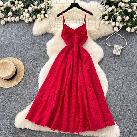 French Style Hollowed Slip Dress