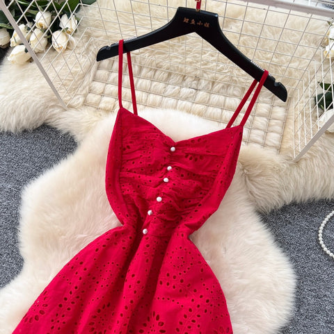 French Style Hollowed Slip Dress