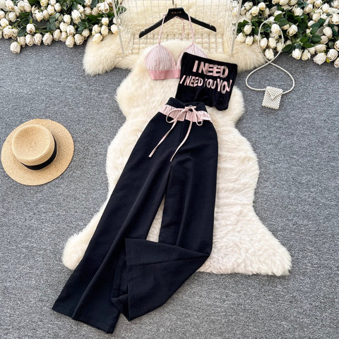 Hottie Printed Overlay Camisole & Trouser 3Pcs