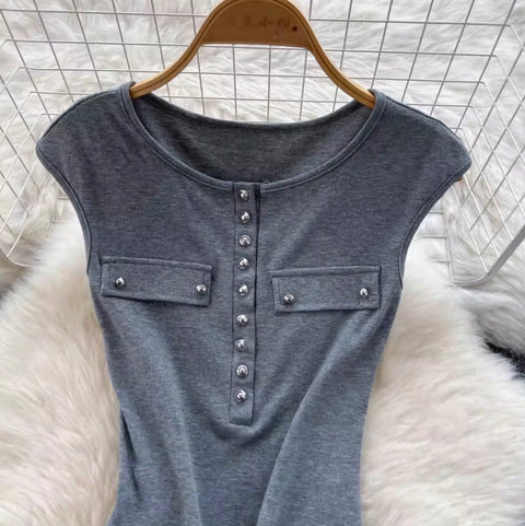 Simple Design Top & Trousers Casual 2Pcs