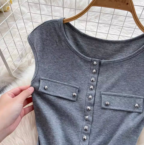 Simple Design Top & Trousers Casual 2Pcs