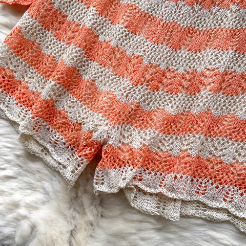 Striped Hollowed Knitwear & Shorts 2Pcs