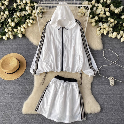 Sunscreen Hooded Jacket & Skirt 2Pcs
