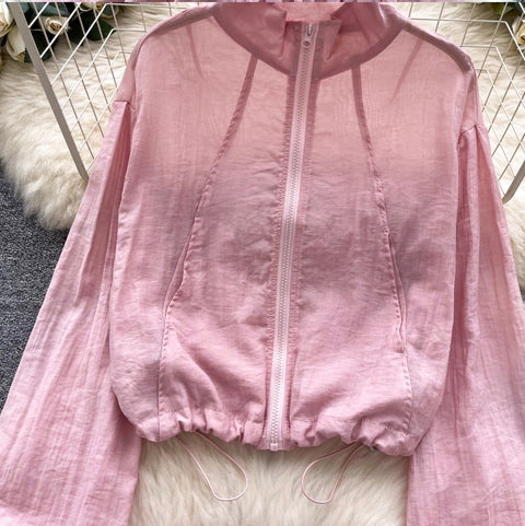 Drawstring Flak Jacket & Puffy Skirt 2Pcs