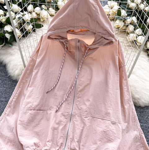 Hooded Jacket & A-line Skirt 2Pcs