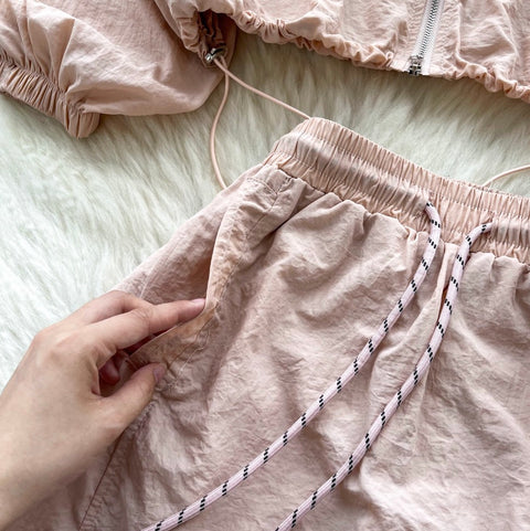 Hooded Jacket & A-line Skirt 2Pcs