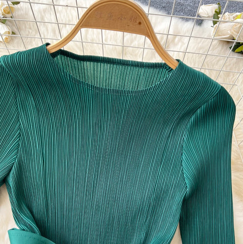 Irregular Design Top & Skirt Pleated 2Pcs