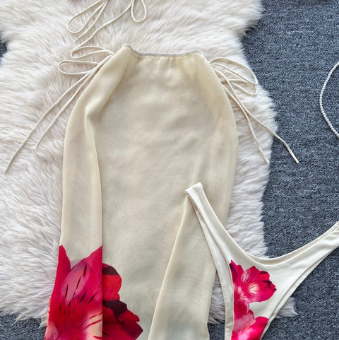 Printed V-neck Camisole & Skirt 3Pcs