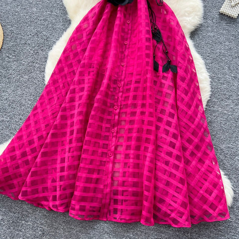 Rhinestone Studded Puffy Sleeve Shirt Dress