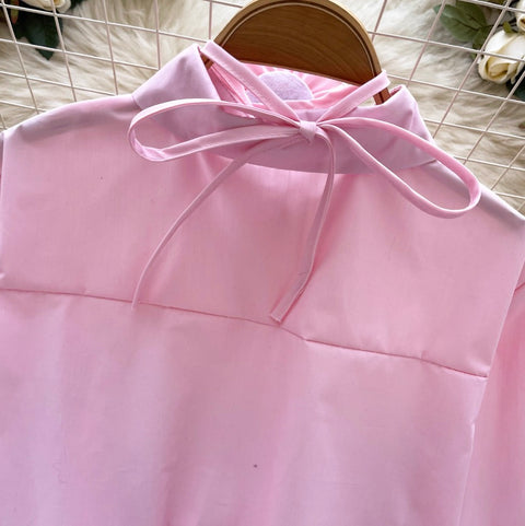 3D Ruffled Loose-fit Shirt with Ribbon