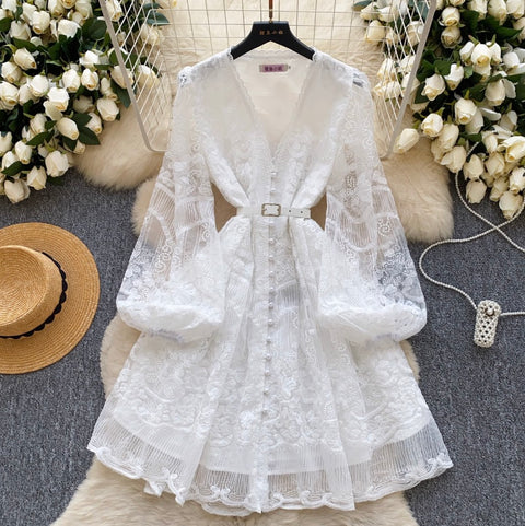 Fairy A-line Embroidered White Dress