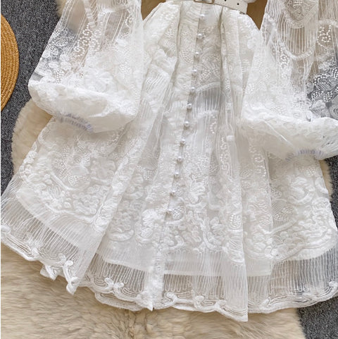 Fairy A-line Embroidered White Dress