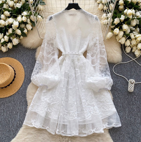 Fairy A-line Embroidered White Dress