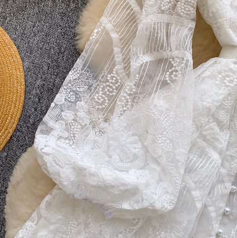 Fairy A-line Embroidered White Dress