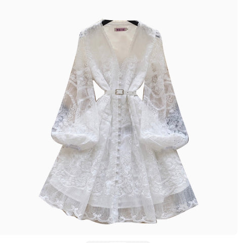 Fairy A-line Embroidered White Dress