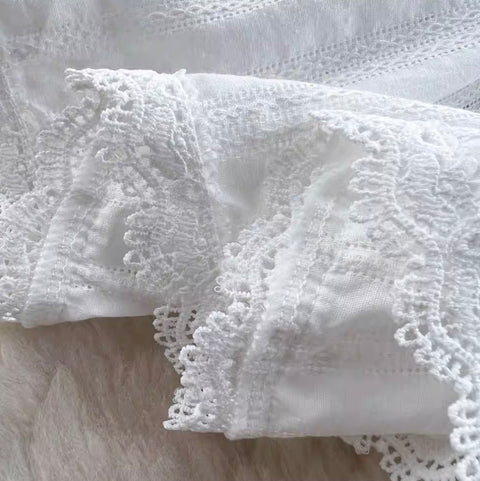 Fairy Hollowed Lace White Dress