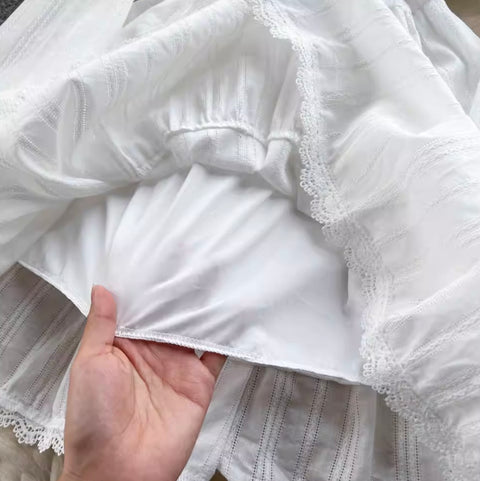 Fairy Hollowed Lace White Dress