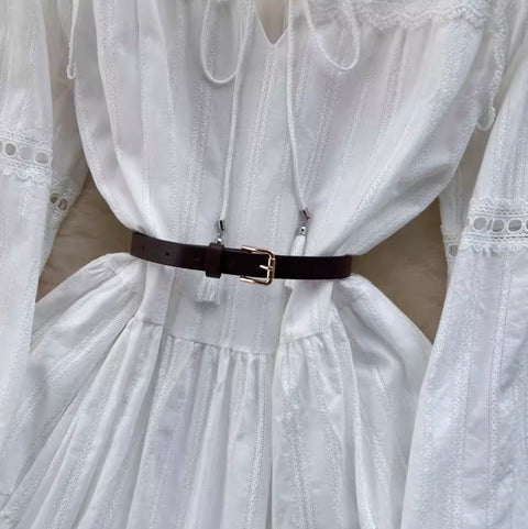 Fairy Hollowed Lace White Dress