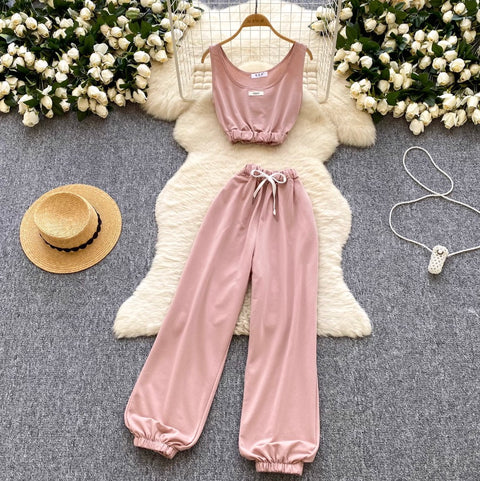 Casual Camisole & Stretchy Trousers 2Pcs
