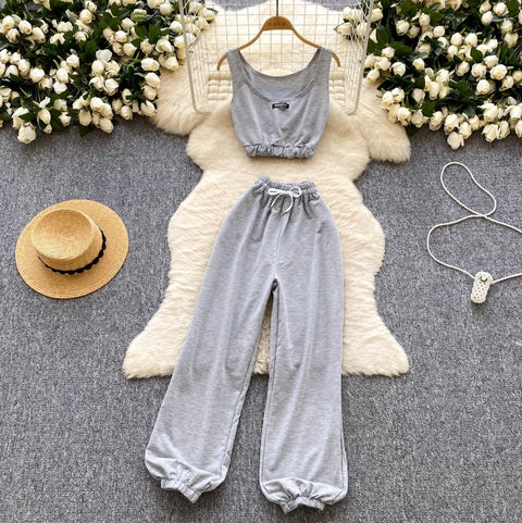 Casual Camisole & Stretchy Trousers 2Pcs