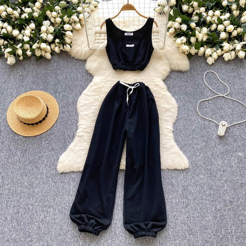 Casual Camisole & Stretchy Trousers 2Pcs