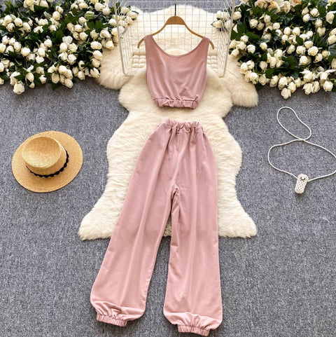 Casual Camisole & Stretchy Trousers 2Pcs