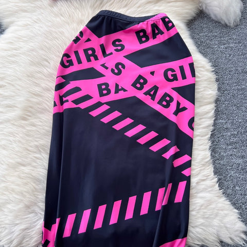 Letter Printed Tank Top & Skirt 2Pcs