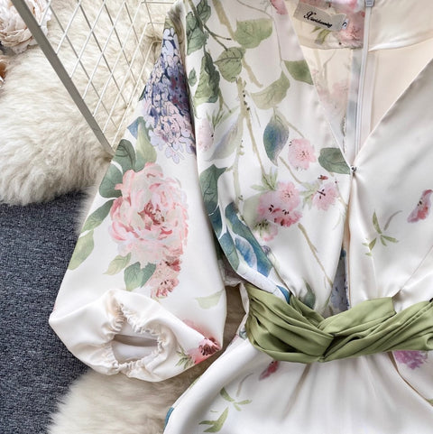 Premium Oil Painting Floral Fishtail Dress