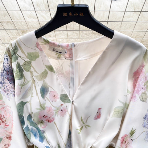 Premium Oil Painting Floral Fishtail Dress