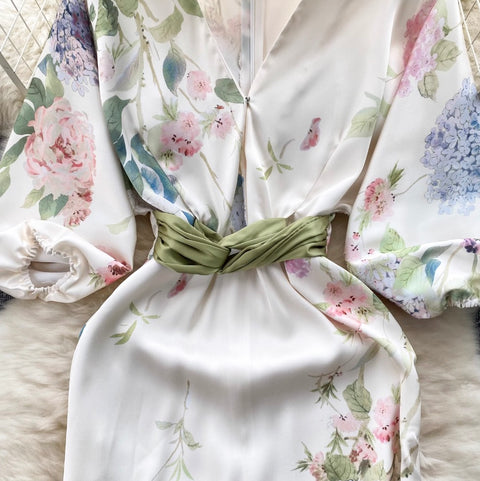 Premium Oil Painting Floral Fishtail Dress