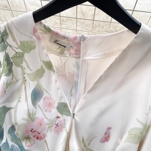 Premium Oil Painting Floral Fishtail Dress