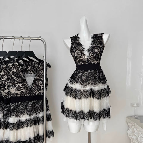 Black & White Polka Dot Lace Dress