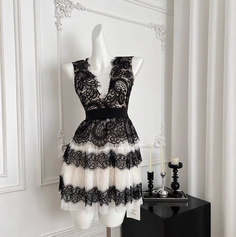 Black & White Polka Dot Lace Dress