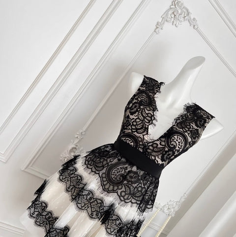 Black & White Polka Dot Lace Dress