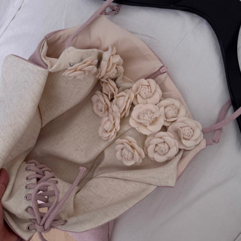 3d Floral Patchwork Pink Slip Dress