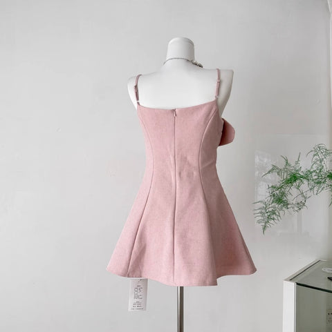 3d Floral Patchwork Pink Slip Dress