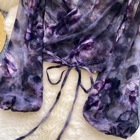 Niche Floral Printed Thin Mesh Top