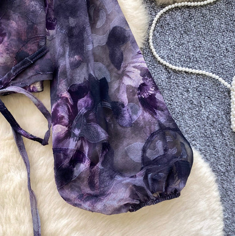 Niche Floral Printed Thin Mesh Top