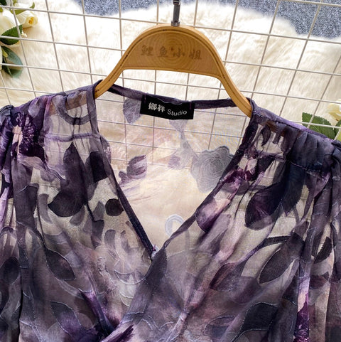 Niche Floral Printed Thin Mesh Top