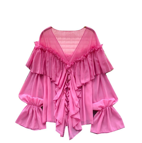 Fairy Ruffled Chiffon Loose Shirt