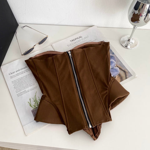 Irregular Design Sleeveless Fishbone Top