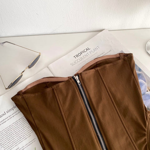 Irregular Design Sleeveless Fishbone Top