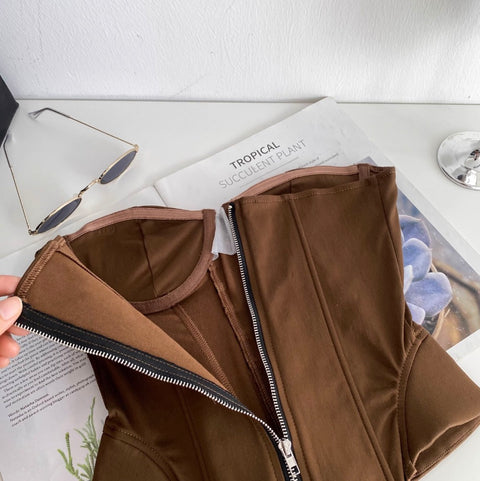 Irregular Design Sleeveless Fishbone Top